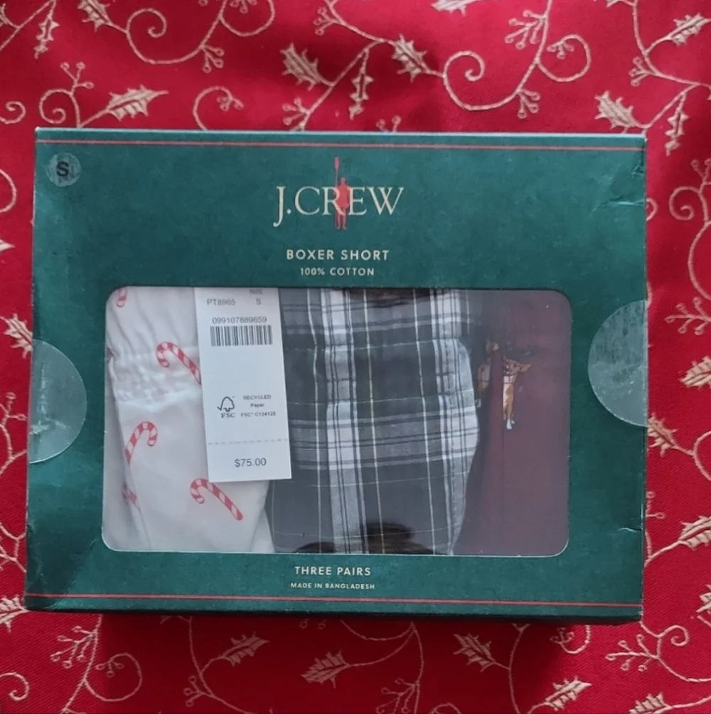 J.Crew Printed Boxers Multipack (3) Holiday SMALL 29-31 Men's Unisex BNWT 2025